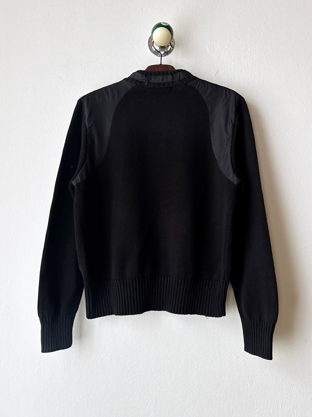 Black cotton x nylon zip-up jacket
