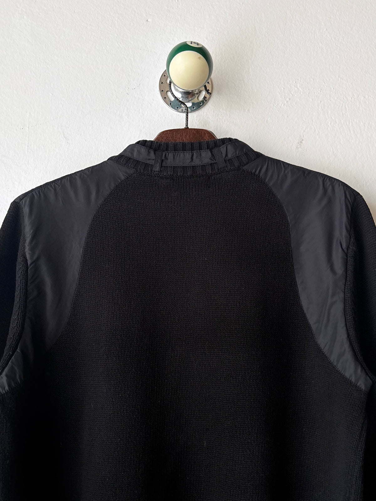 Black cotton x nylon zip-up jacket