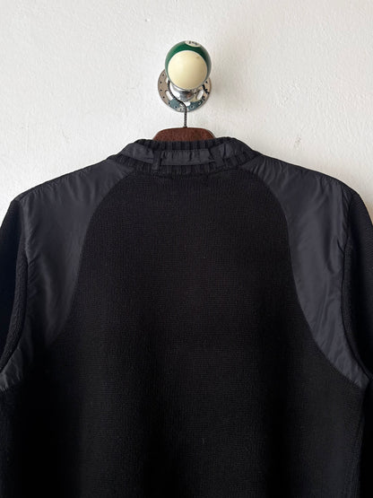 Black cotton x nylon zip-up jacket
