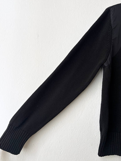 Black cotton x nylon zip-up jacket