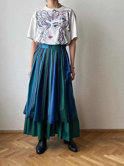 1980s striped tiered skirt