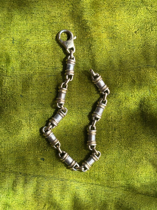 70-80s France silver and vermeil barrel bracelet