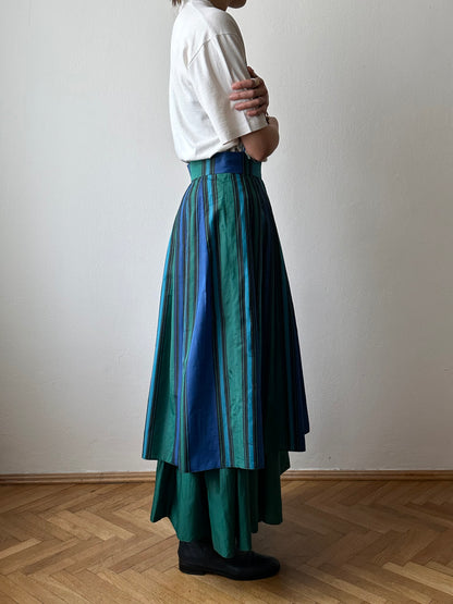 1980s striped tiered skirt