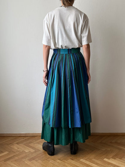 1980s striped tiered skirt