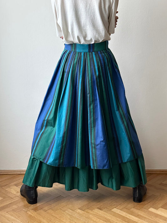 1980s striped tiered skirt