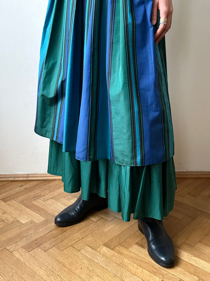 1980s striped tiered skirt