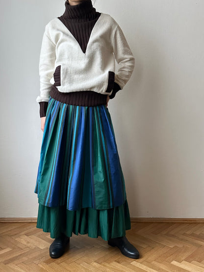 1980s striped tiered skirt