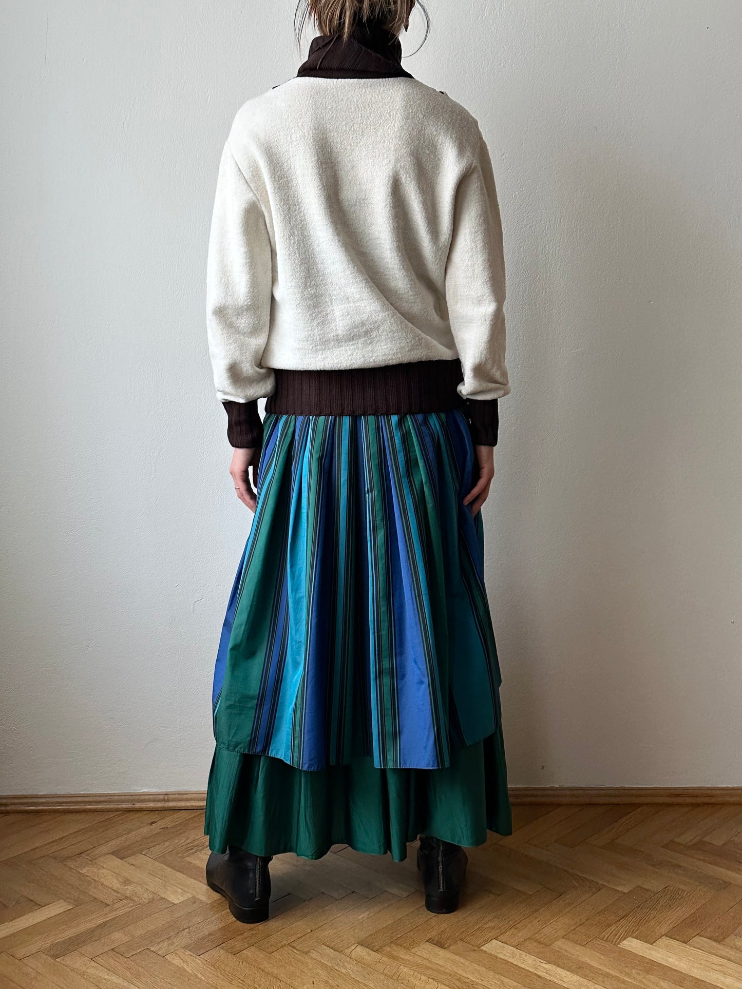 1980s striped tiered skirt