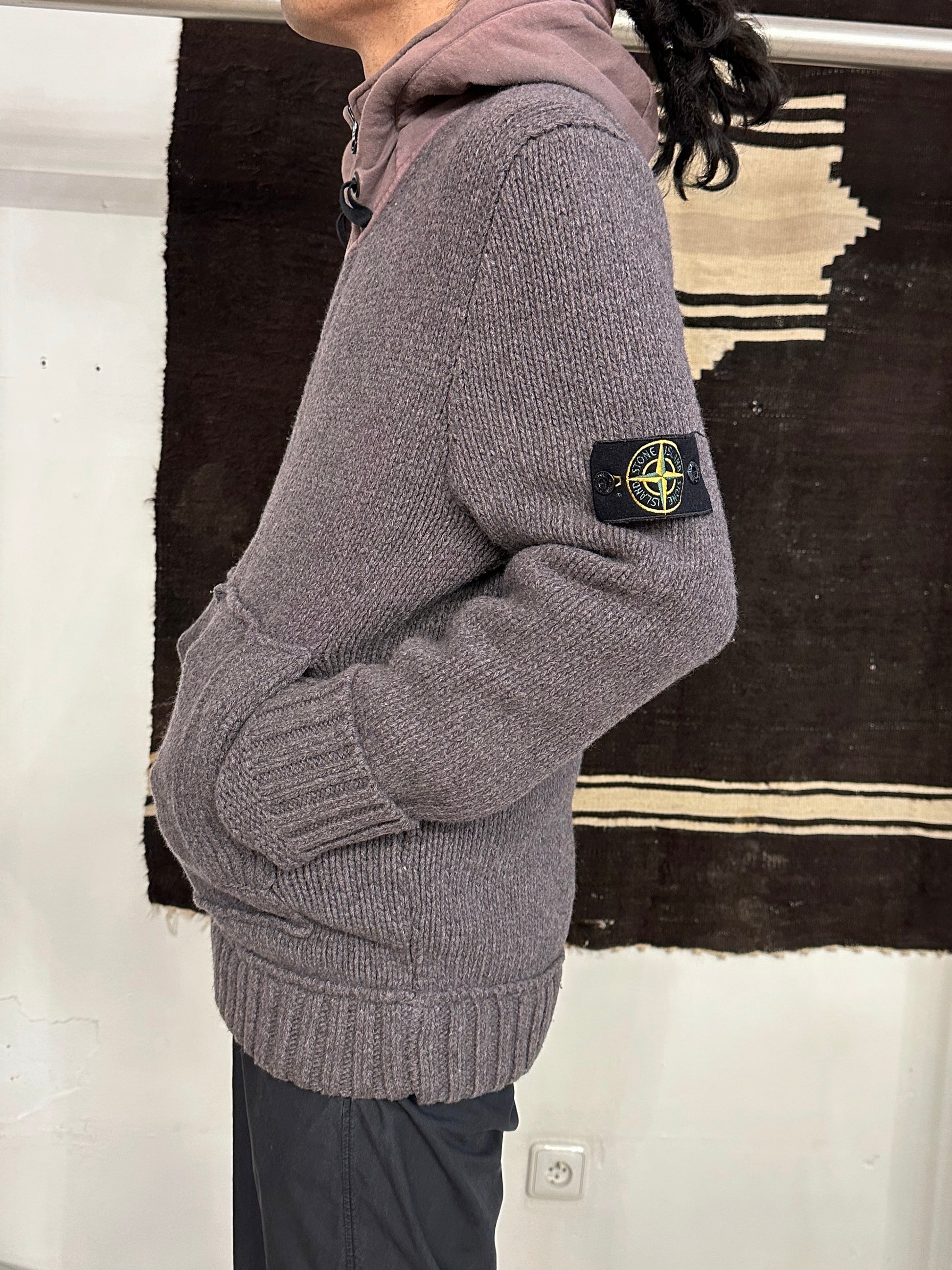 Stone Island Massimo osti CP Company ストーンアイランド  マッシモオスティ Made in Italy イタリア製 イタリア古着 Toto 古着屋 プラハ 古着 Praha Prague Vintage store Vintage clothing ヴィンテージ ヨーロッパ古着 ユーロ古着 Wool knit jacket ニットジャケット ニット