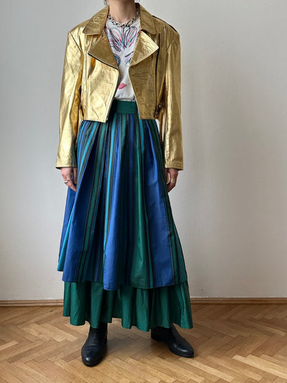 80s metalic gold bikers jacket