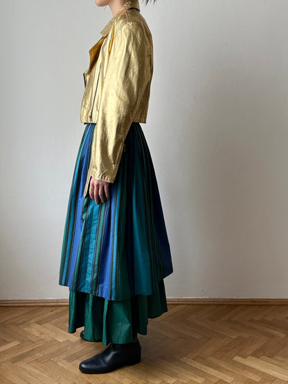 80s metalic gold bikers jacket