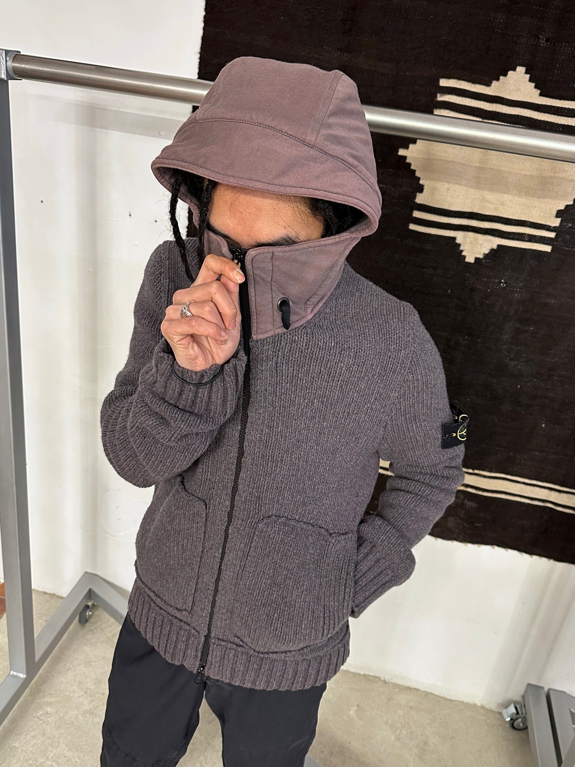 Stone Island Massimo osti CP Company ストーンアイランド  マッシモオスティ Made in Italy イタリア製 イタリア古着 Toto 古着屋 プラハ 古着 Praha Prague Vintage store Vintage clothing ヴィンテージ ヨーロッパ古着 ユーロ古着 Wool knit jacket ニットジャケット ニット