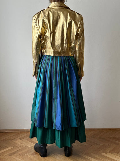 80s metalic gold bikers jacket