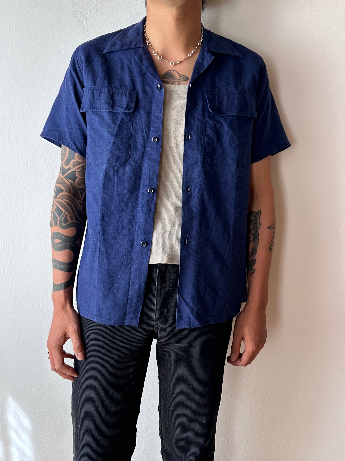 50's 40's French Vintage ヴィンテージ フレンチ 50年代 開襟シャツ leisure shirt Open collar shirt Toto 古着屋  プラハ Praha Prague Vintage store 古着 ユーロ古着 ヨーロッパ古着 フランス買い付け