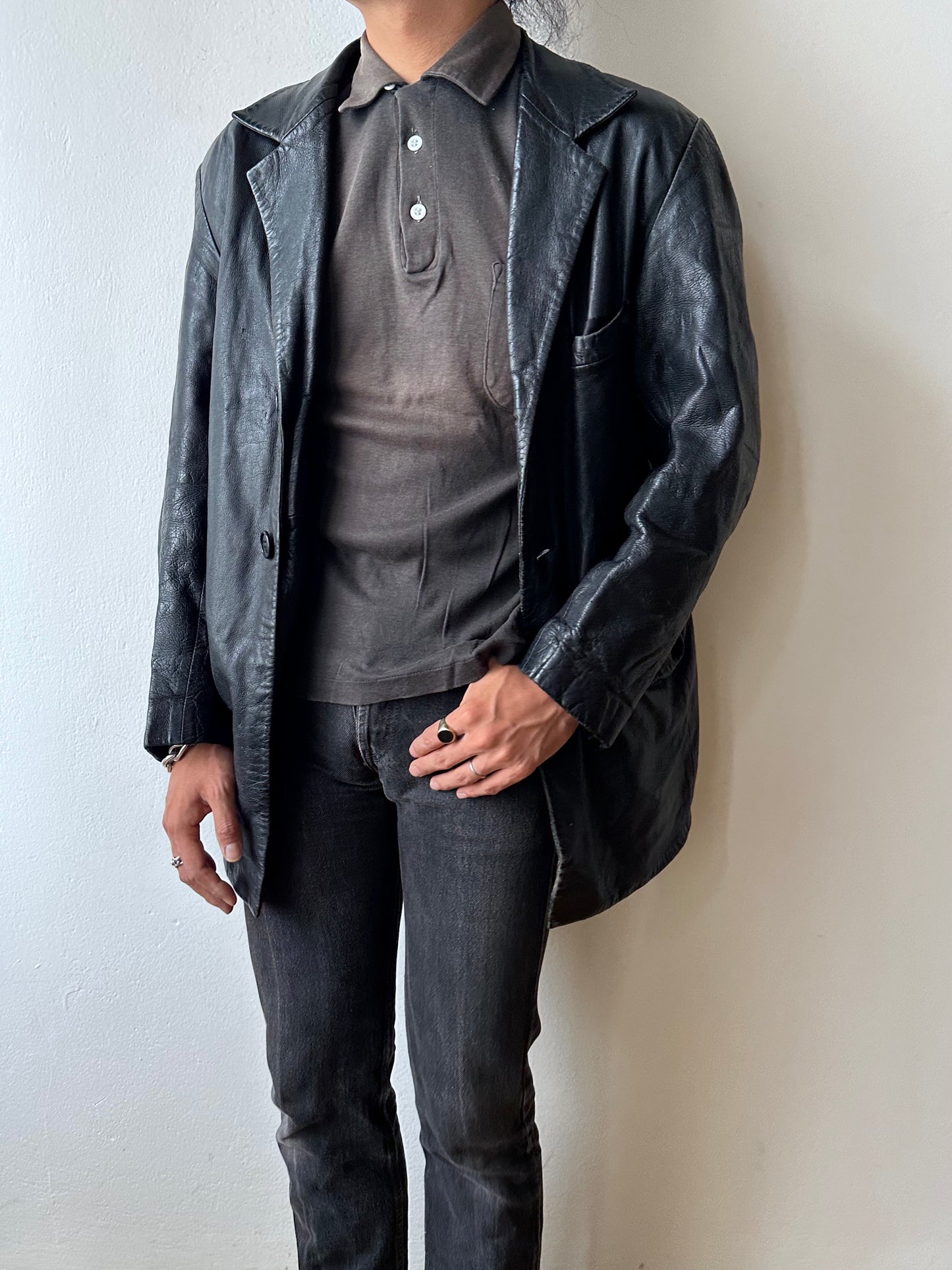 Black Leather tailored jacket