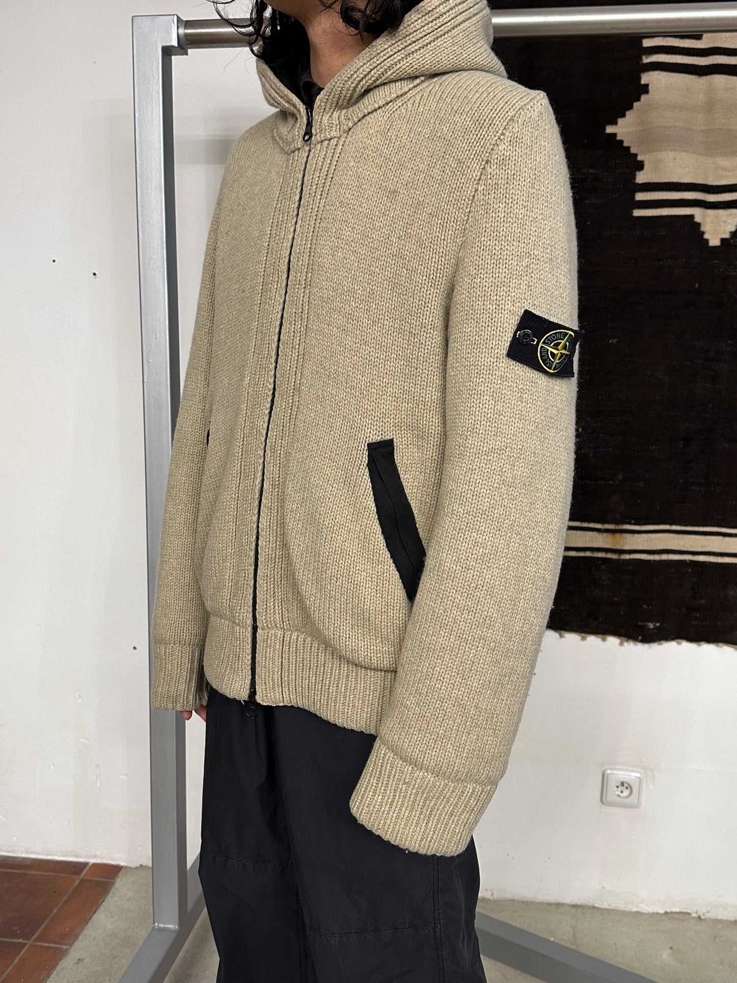 Stone Island Massimo osti CP Company ストーンアイランド  マッシモオスティ Made in Italy イタリア製 イタリア古着 Toto 古着屋 プラハ 古着 Praha Prague Vintage store Vintage clothing ヴィンテージ ヨーロッパ古着 ユーロ古着 Wool knit jacket ニットジャケット ニット