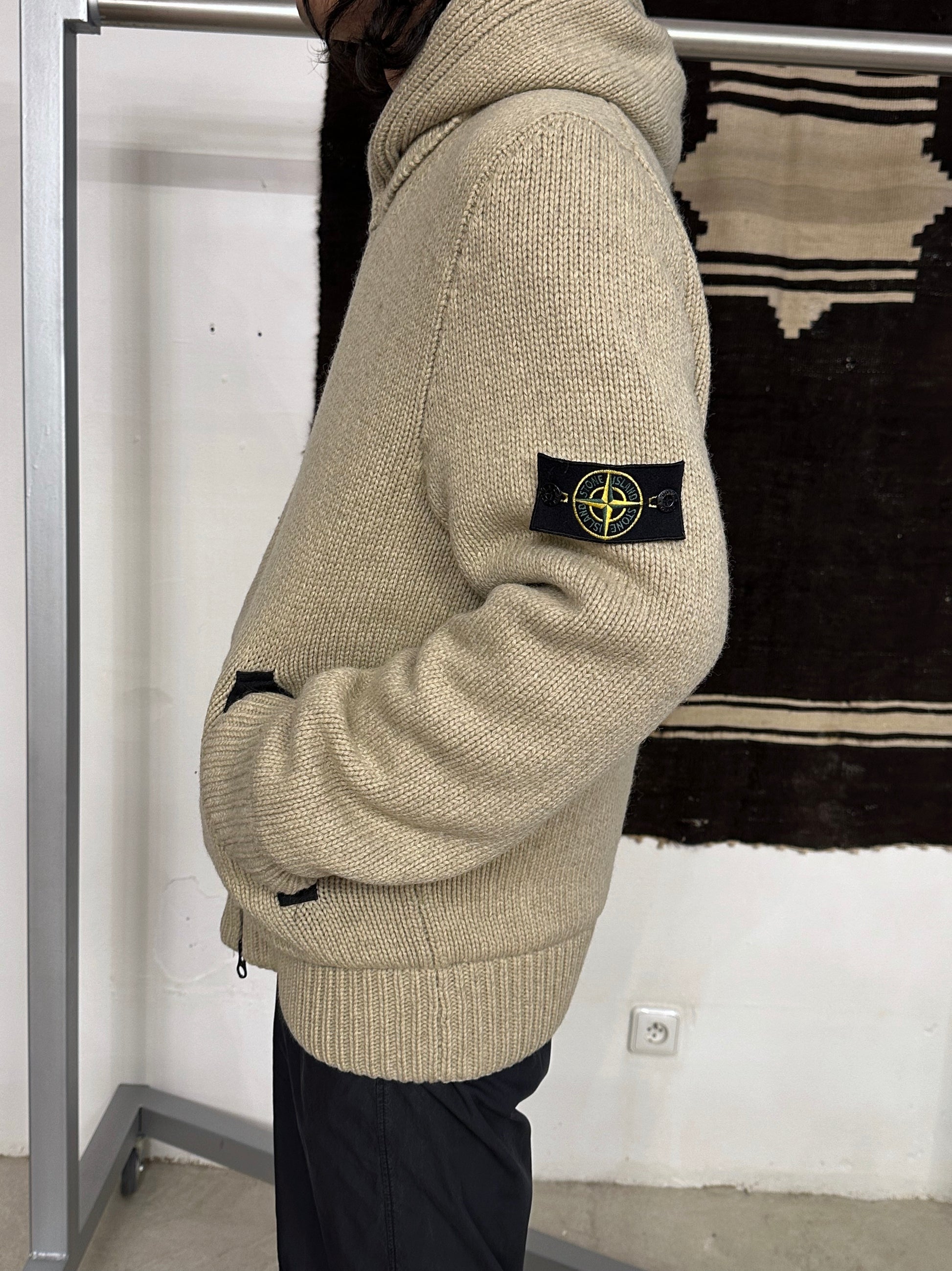 Stone Island Massimo osti CP Company ストーンアイランド  マッシモオスティ Made in Italy イタリア製 イタリア古着 Toto 古着屋 プラハ 古着 Praha Prague Vintage store Vintage clothing ヴィンテージ ヨーロッパ古着 ユーロ古着 Wool knit jacket ニットジャケット ニット