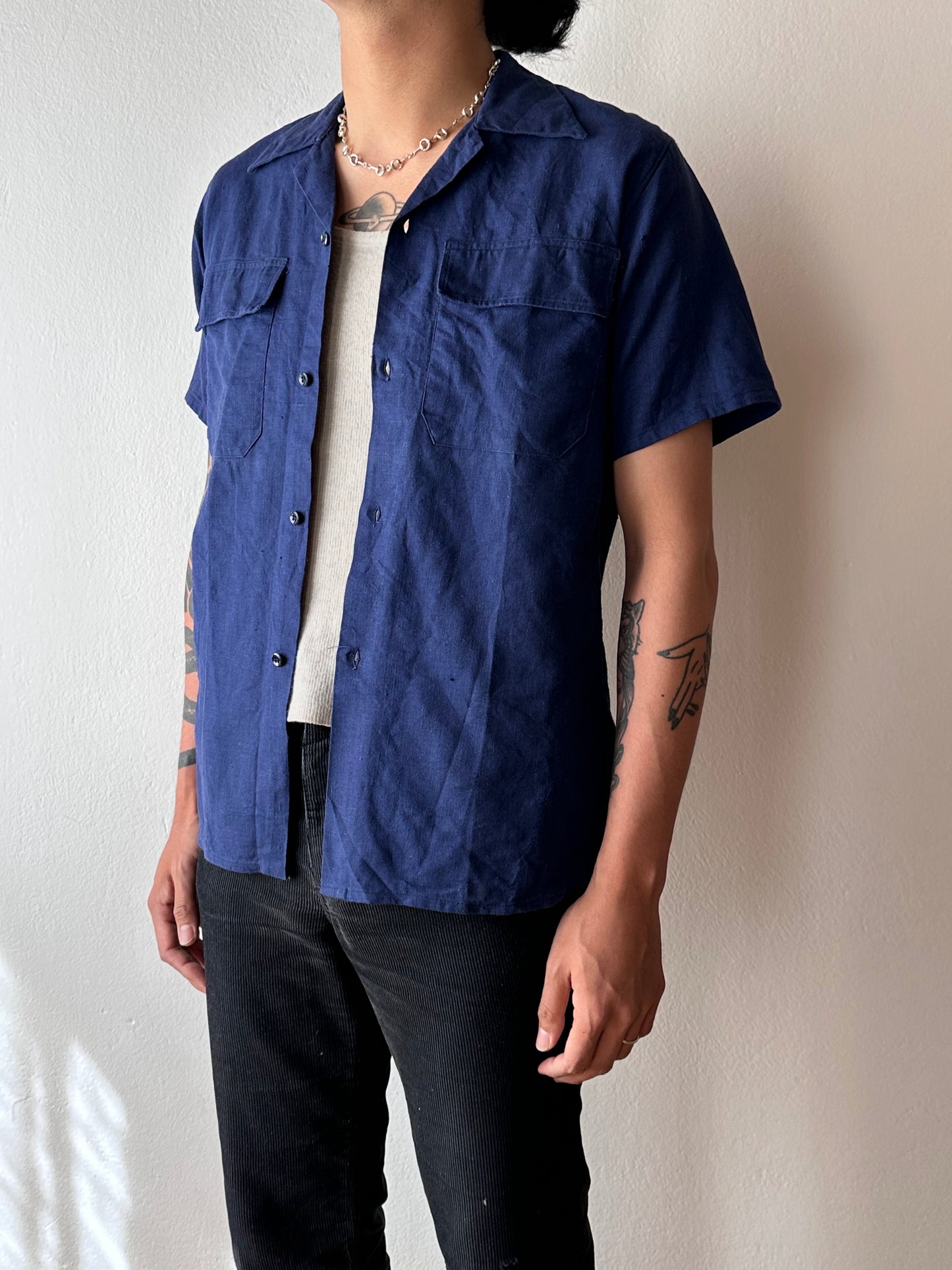 50's 40's French Vintage ヴィンテージ フレンチ 50年代 開襟シャツ leisure shirt Open collar shirt Toto 古着屋  プラハ Praha Prague Vintage store 古着 ユーロ古着 ヨーロッパ古着 フランス買い付け