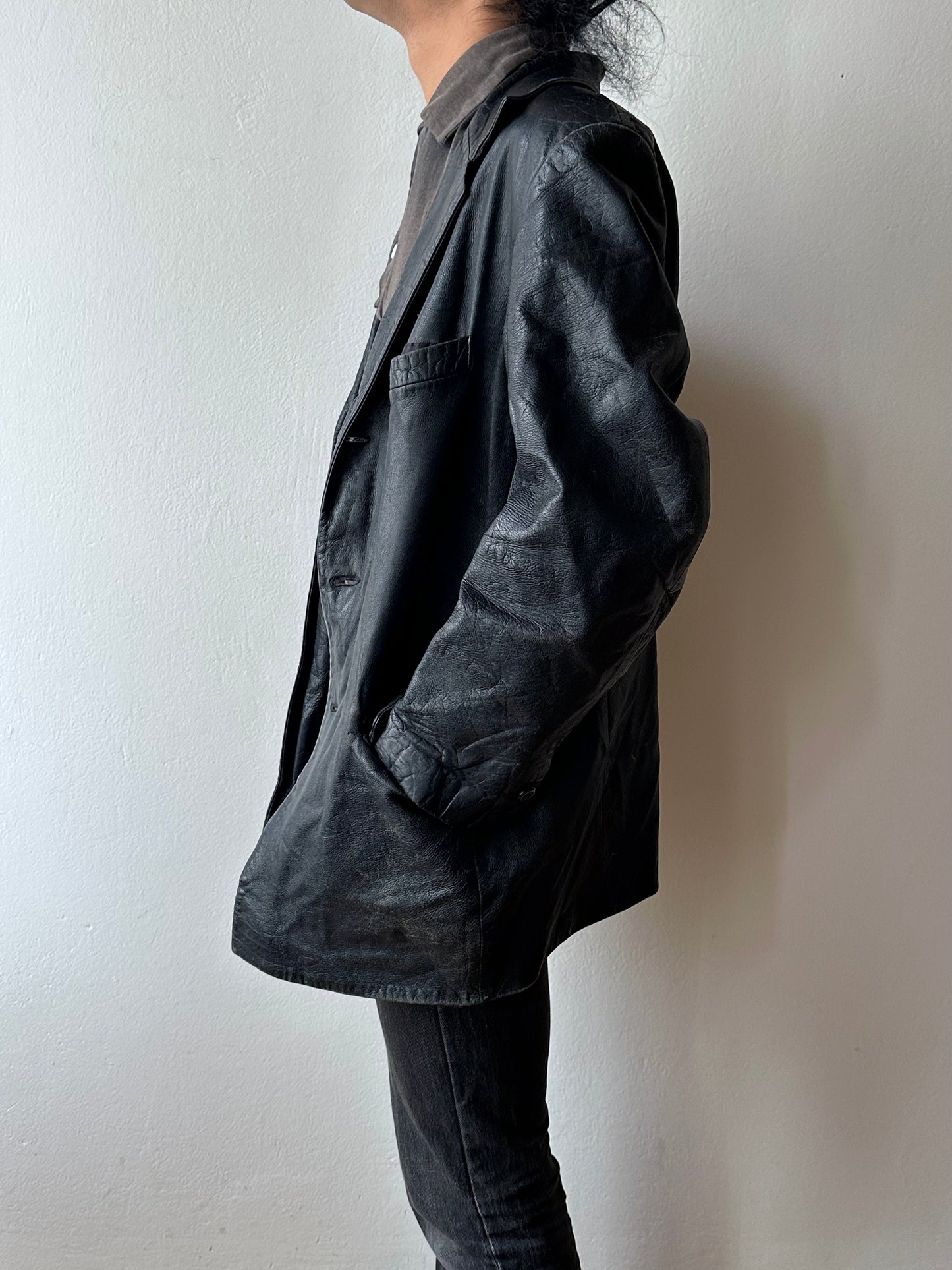 Black Leather tailored jacket