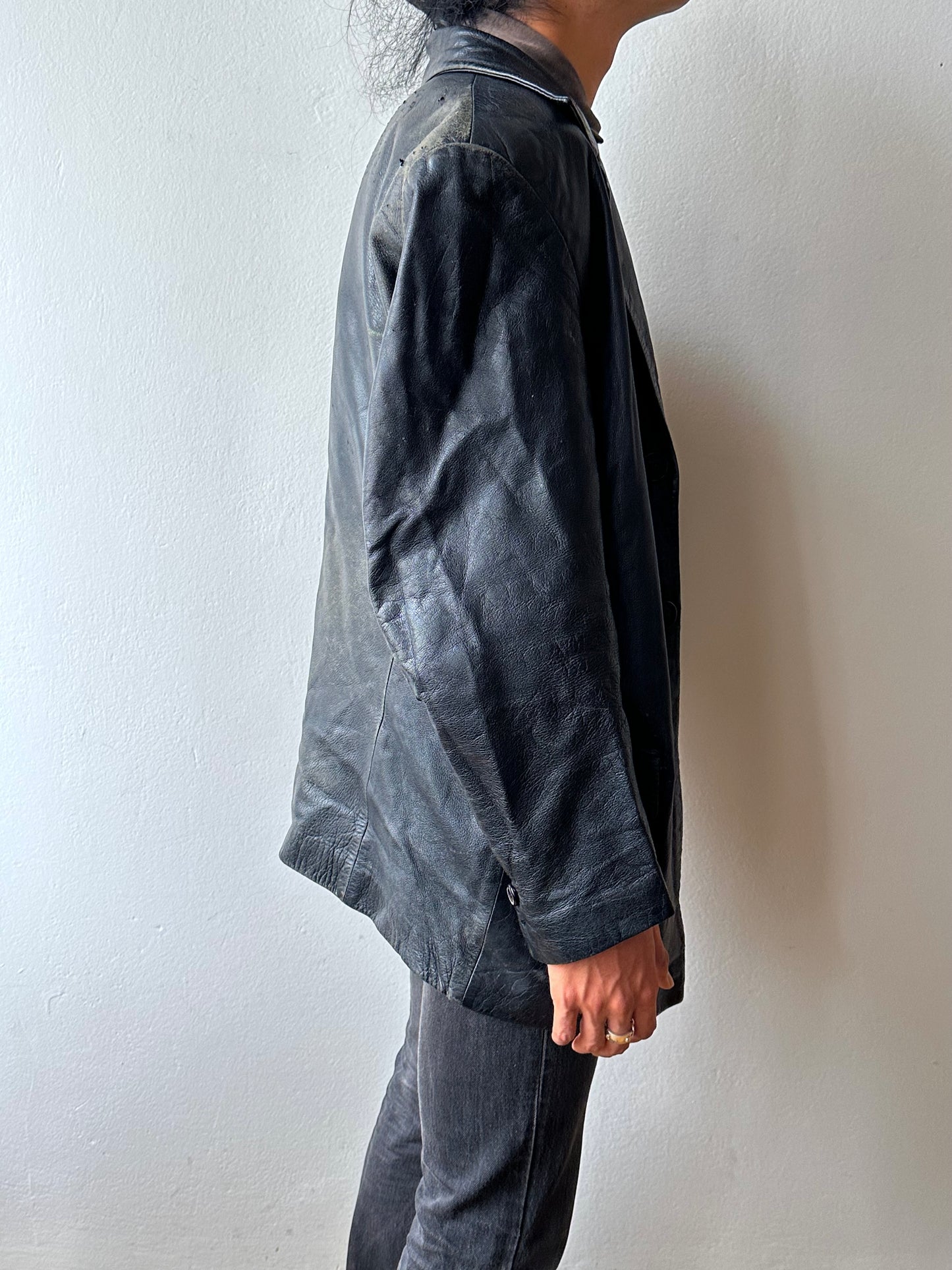 Black Leather tailored jacket