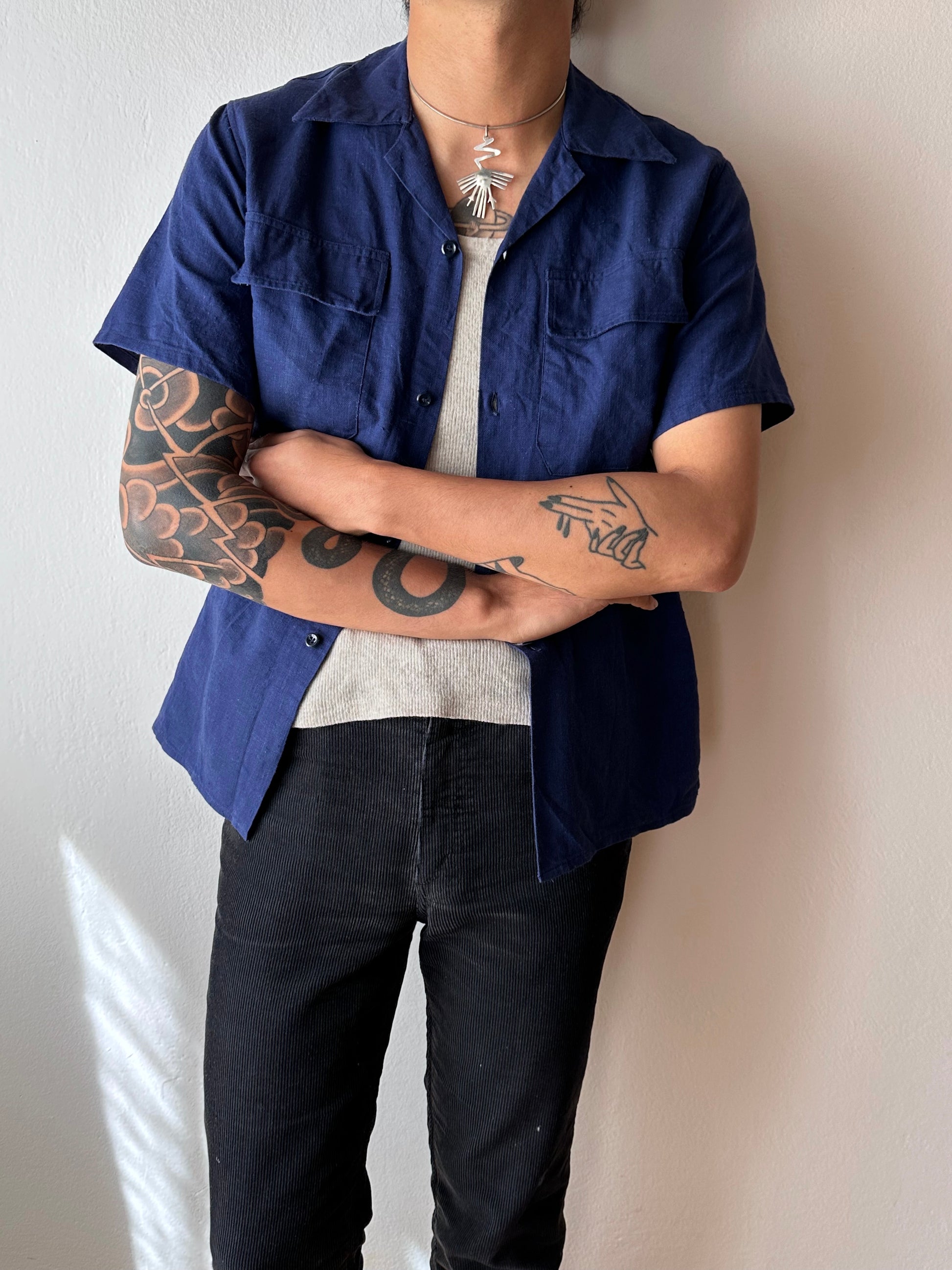 50's 40's French Vintage ヴィンテージ フレンチ 50年代 開襟シャツ leisure shirt Open collar shirt Toto 古着屋  プラハ Praha Prague Vintage store 古着 ユーロ古着 ヨーロッパ古着 フランス買い付け