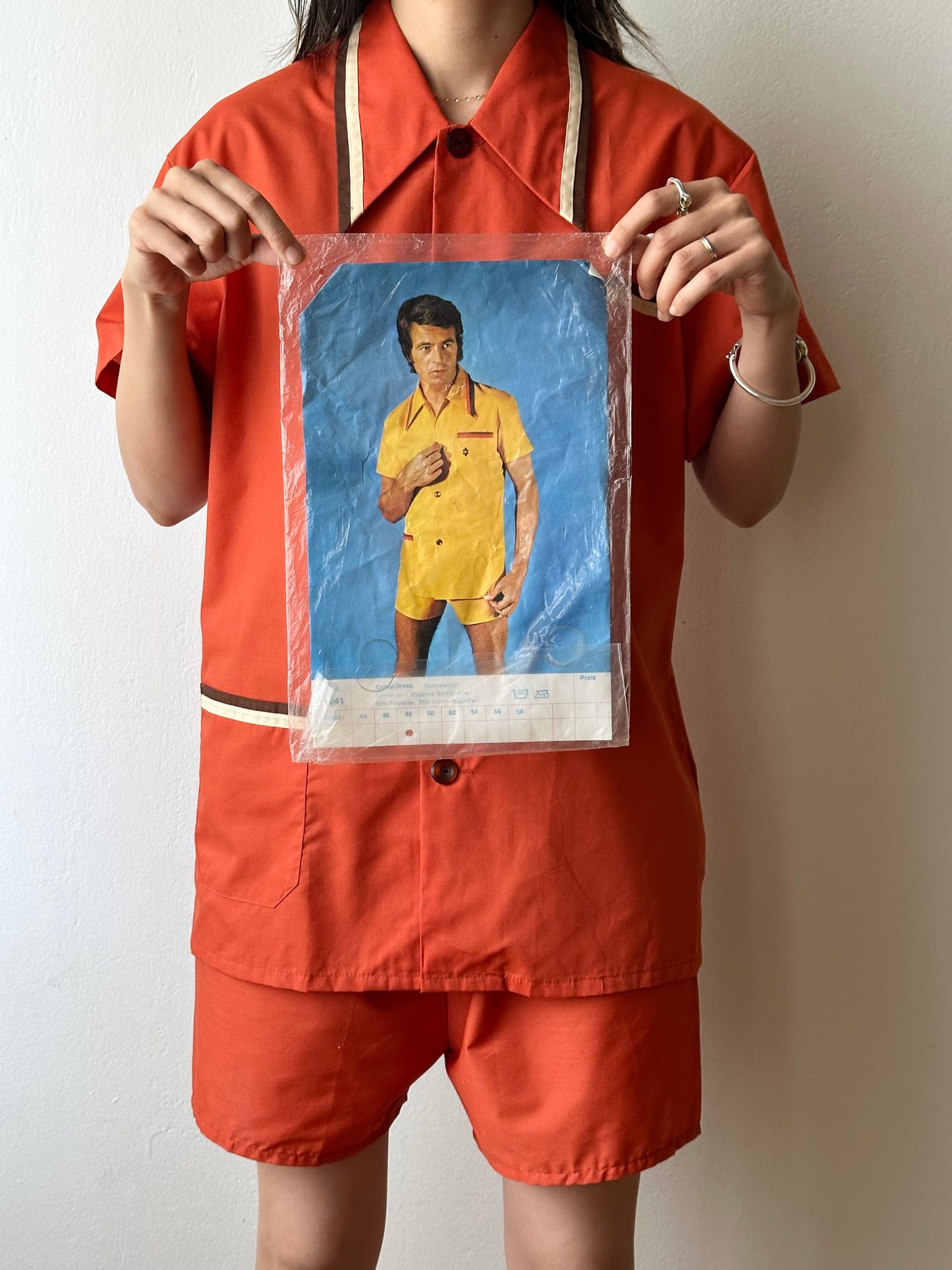 70s deadstock pyjama shirt & shorts
