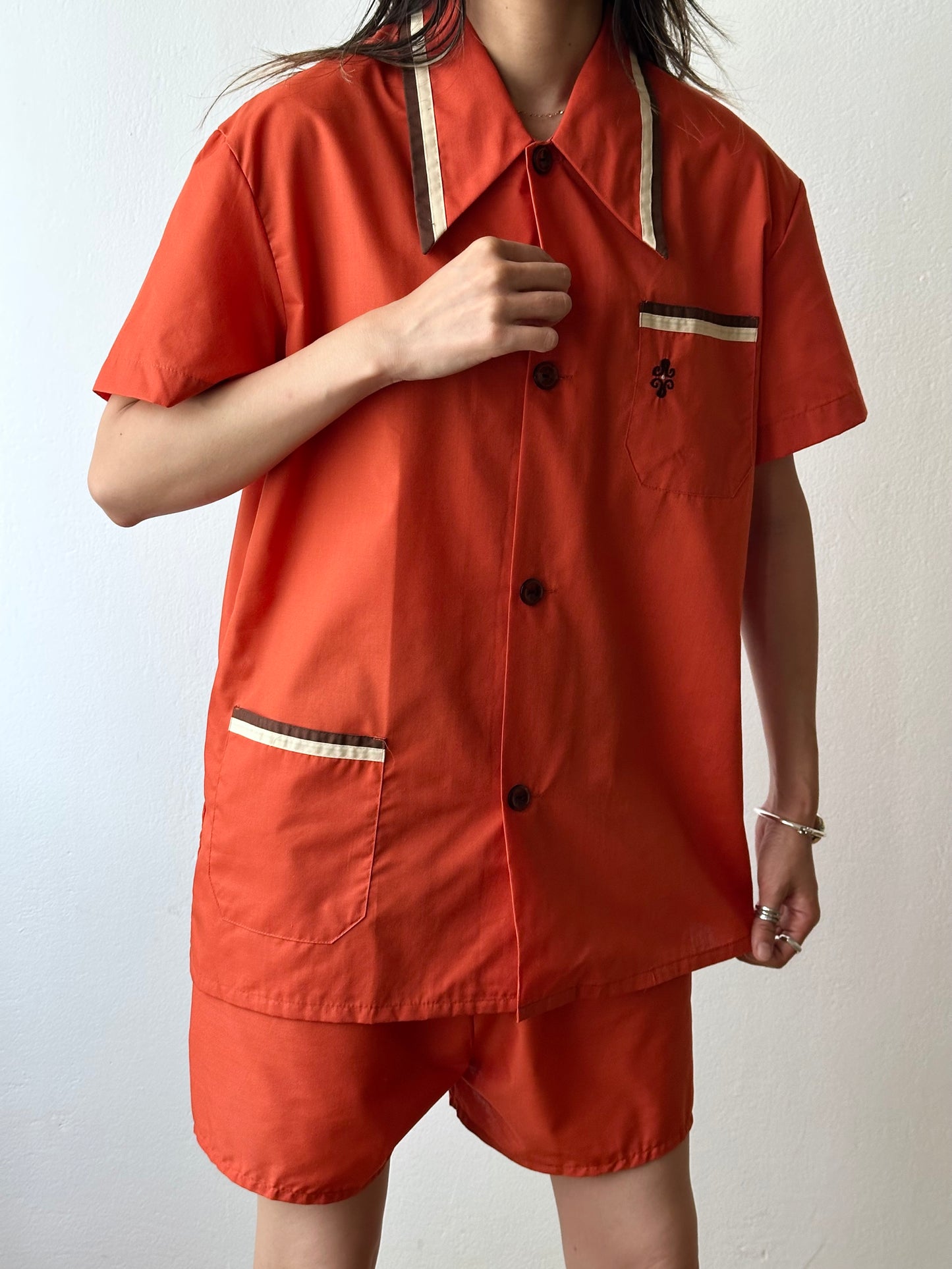 70s deadstock pyjama shirt & shorts