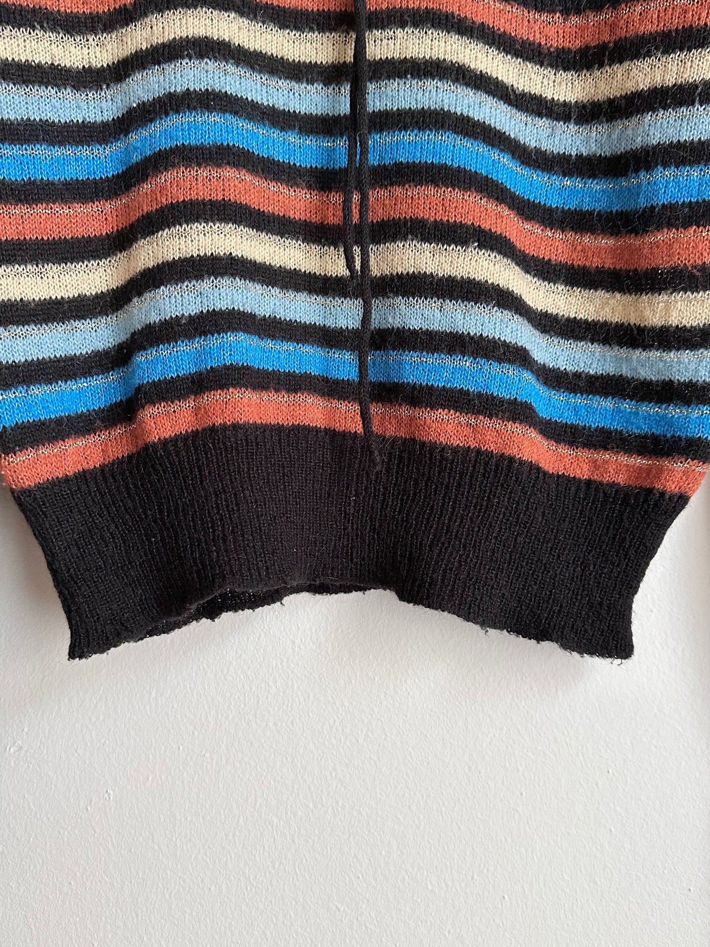 80s Italy colourful striped with frill collar