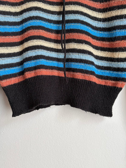 80s Italy colourful striped with frill collar