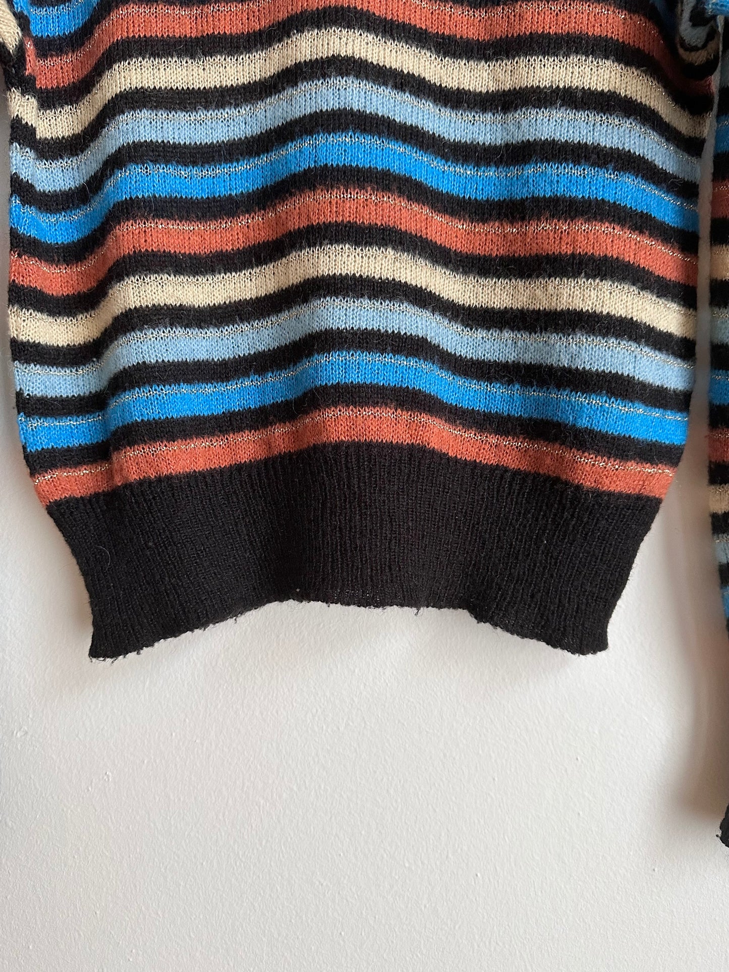 80s Italy colourful striped with frill collar
