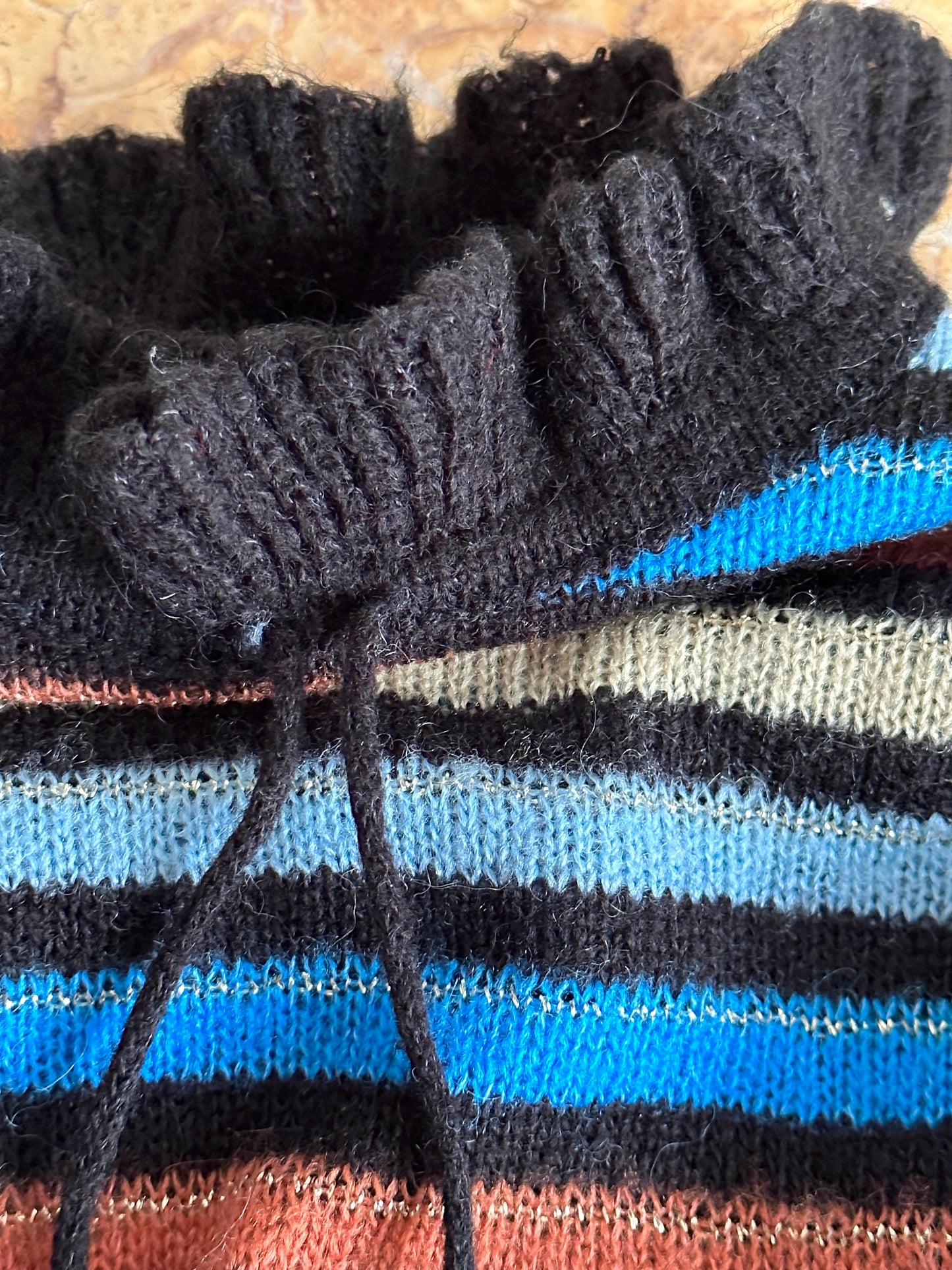 80s Italy colourful striped with frill collar