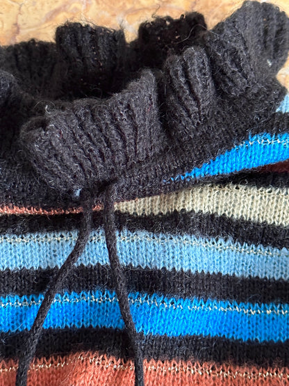 80s Italy colourful striped with frill collar