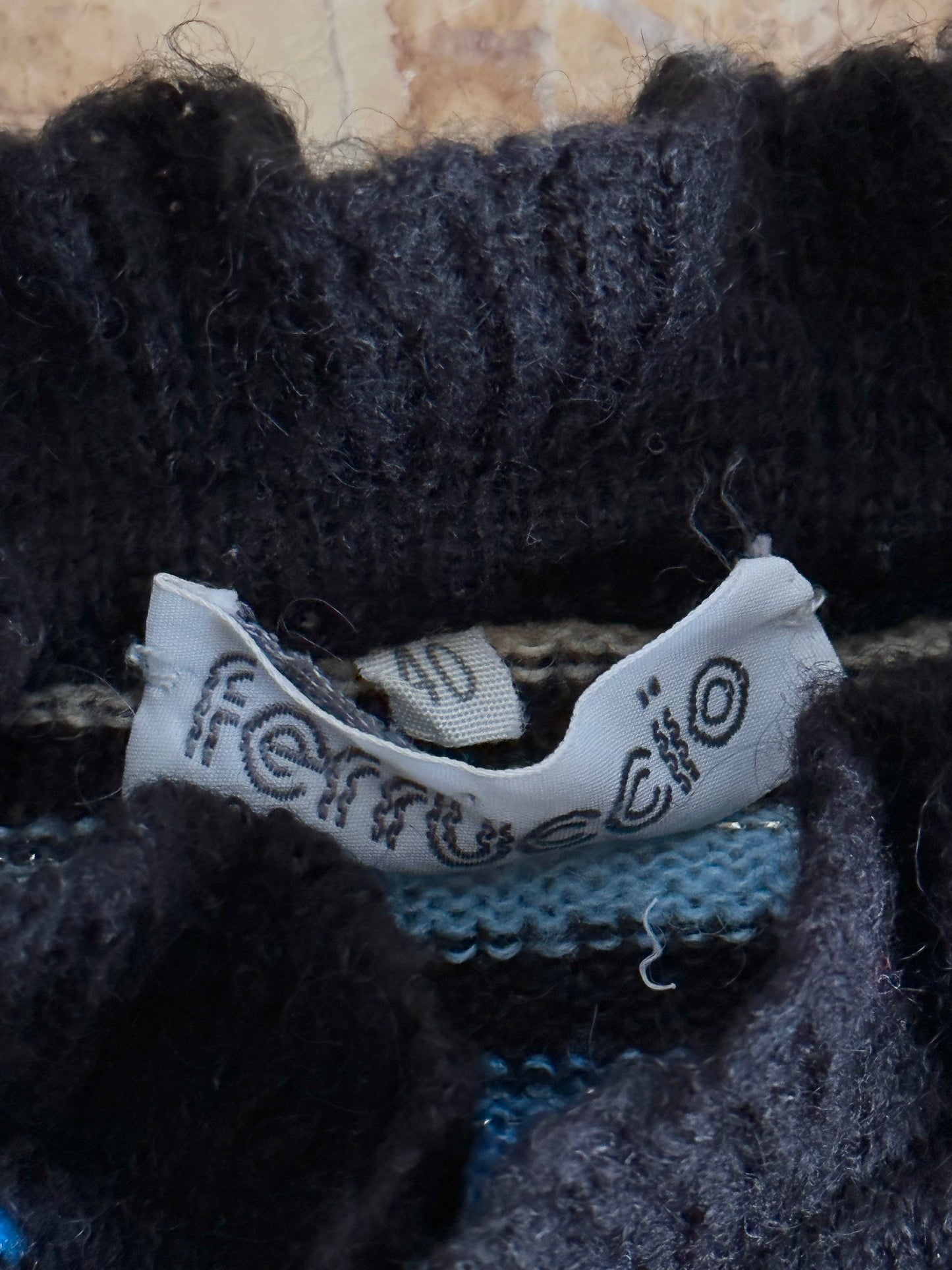 80s Italy colourful striped with frill collar