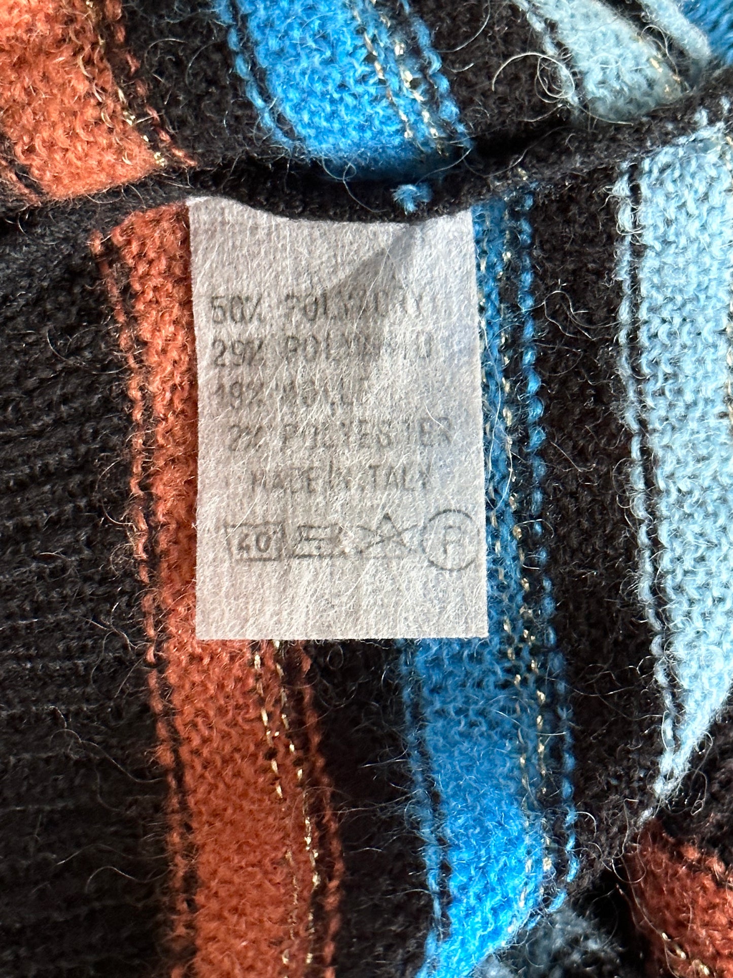 80s Italy colourful striped with frill collar