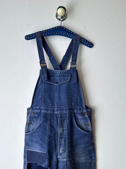 1940s Le Mont St Michel Blue moleskin workwear overalls