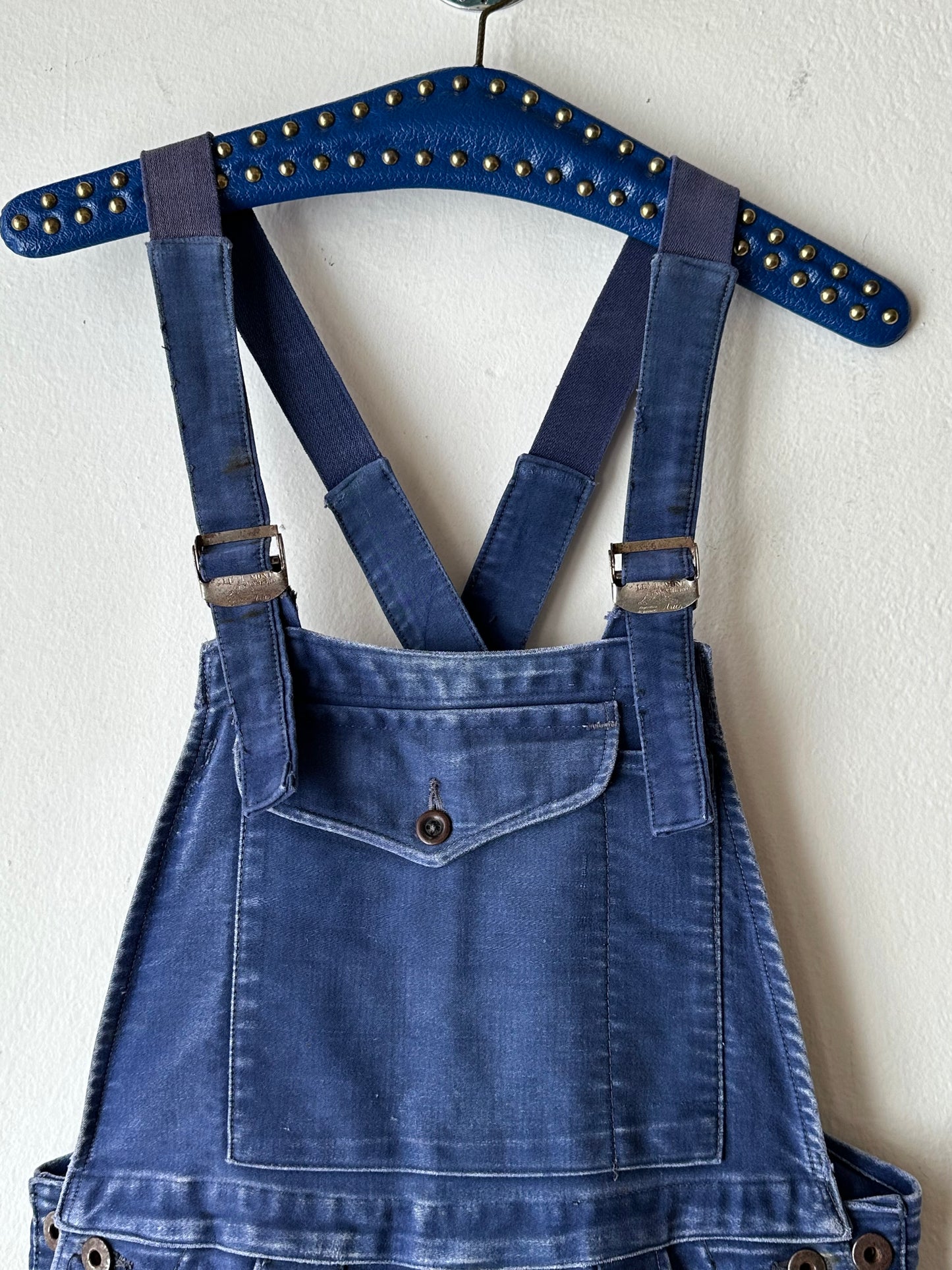 1940s Le Mont St Michel Blue moleskin workwear overalls