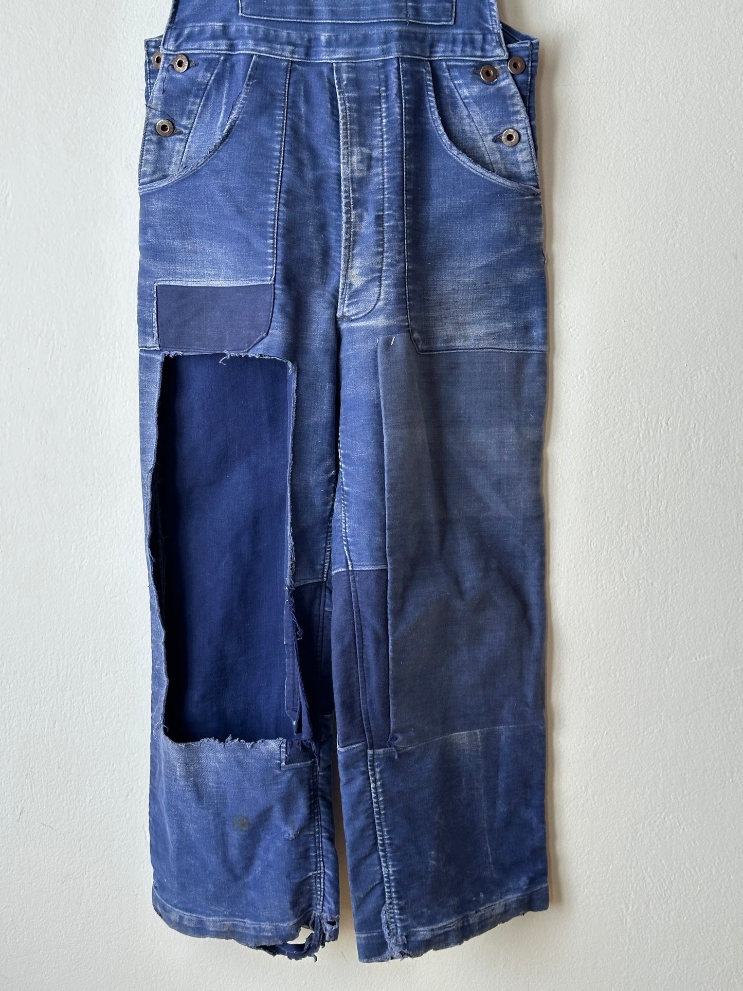 1940s Le Mont St Michel Blue moleskin workwear overalls