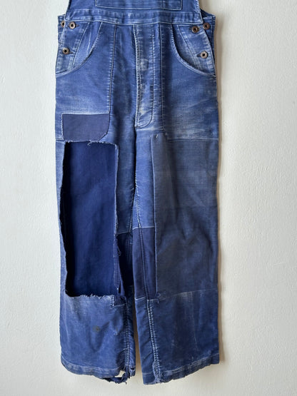 1940s Le Mont St Michel Blue moleskin workwear overalls