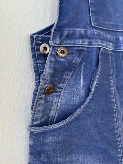 1940s Le Mont St Michel Blue moleskin workwear overalls