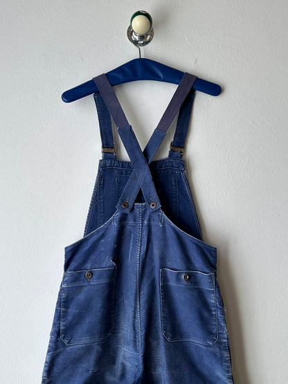 1940s Le Mont St Michel Blue moleskin workwear overalls