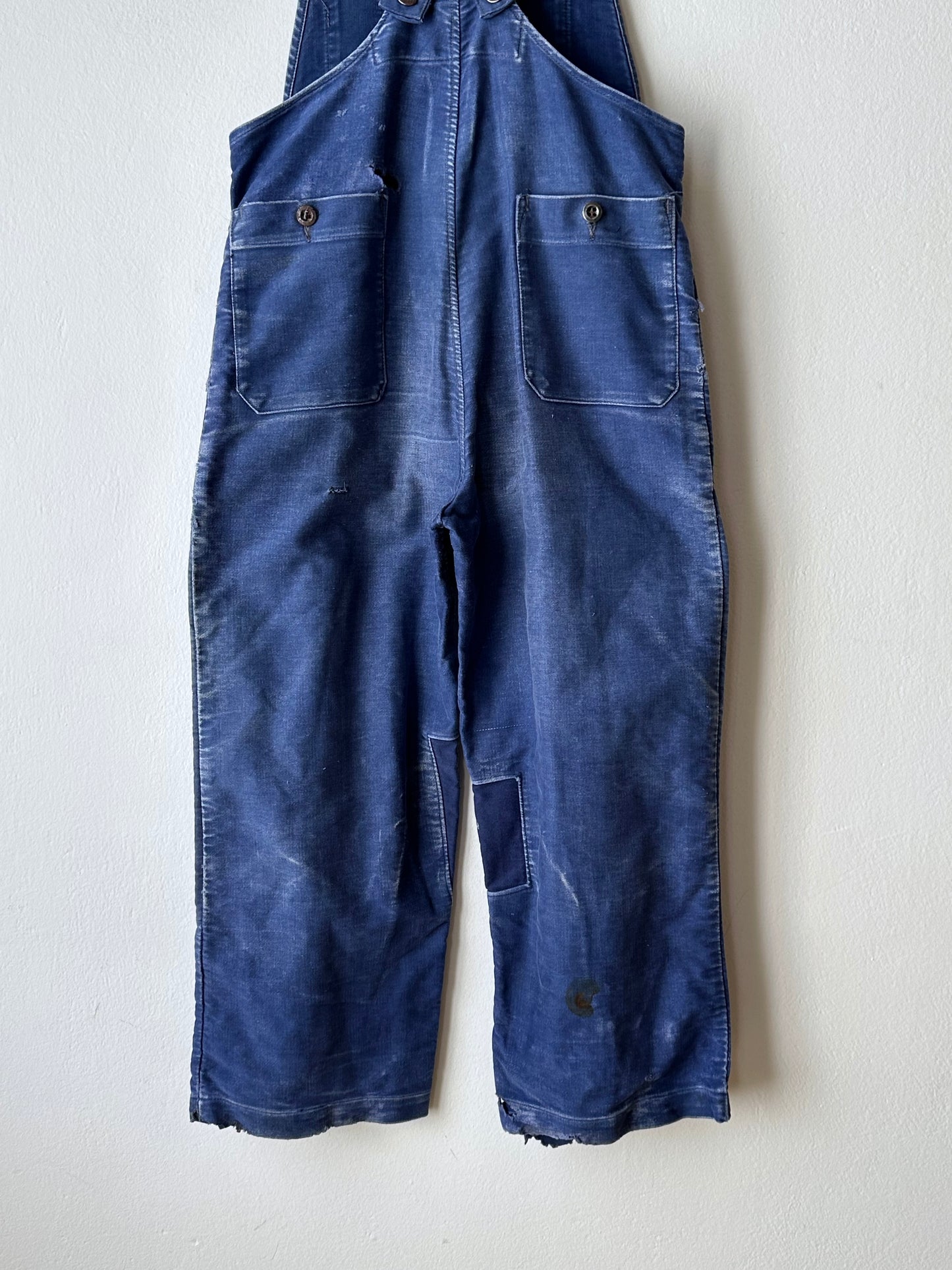 1940s Le Mont St Michel Blue moleskin workwear overalls