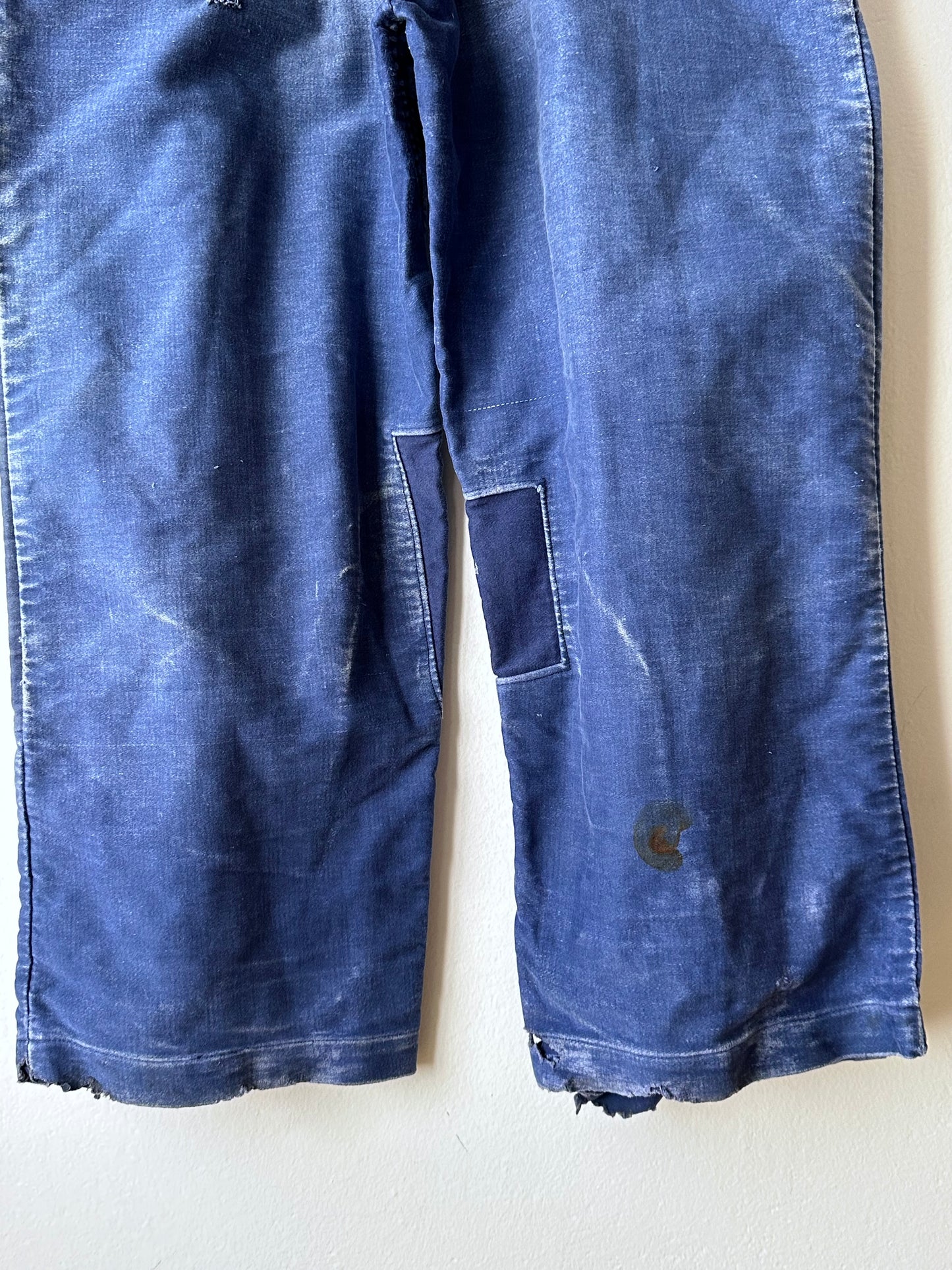 1940s Le Mont St Michel Blue moleskin workwear overalls