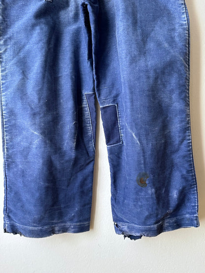 1940s Le Mont St Michel Blue moleskin workwear overalls