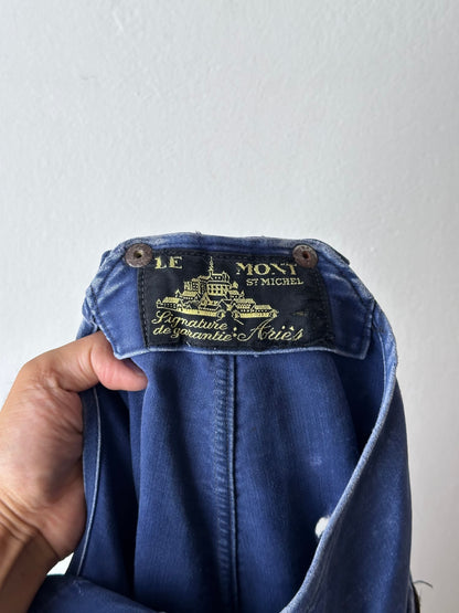 1940s Le Mont St Michel Blue moleskin workwear overalls