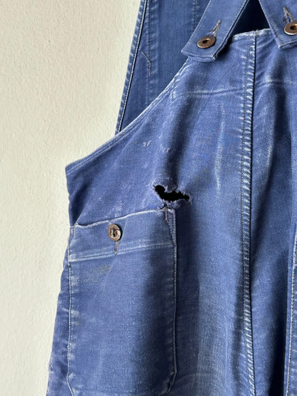 1940s Le Mont St Michel Blue moleskin workwear overalls