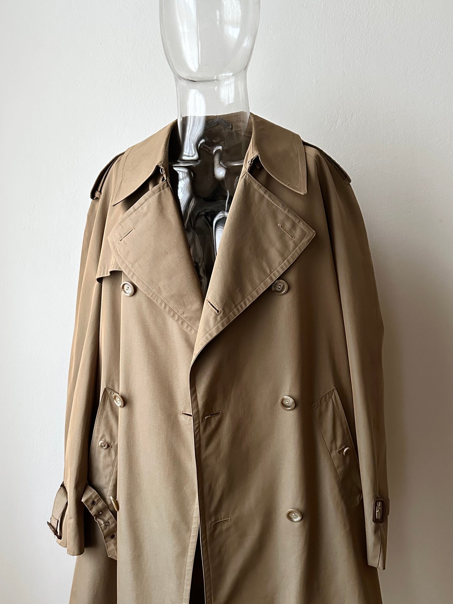 70s Belgium iridescence cotton gabardin trench coat