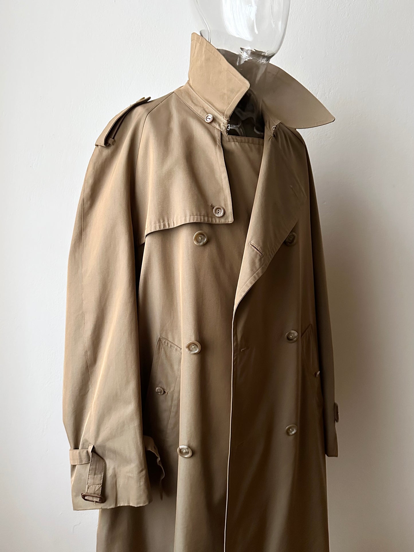 70s Belgium iridescence cotton gabardin trench coat