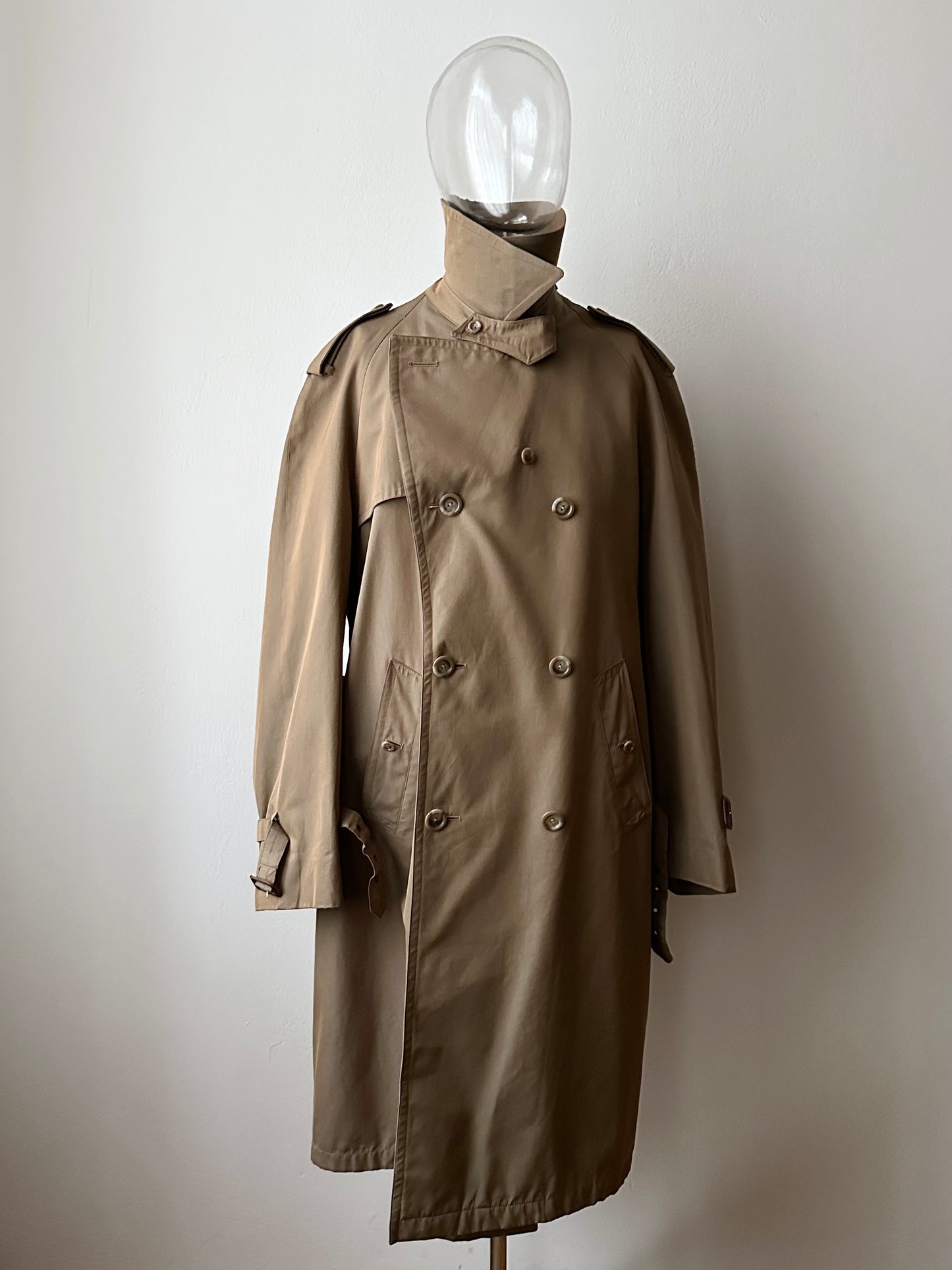 70s Belgium iridescence cotton gabardin trench coat