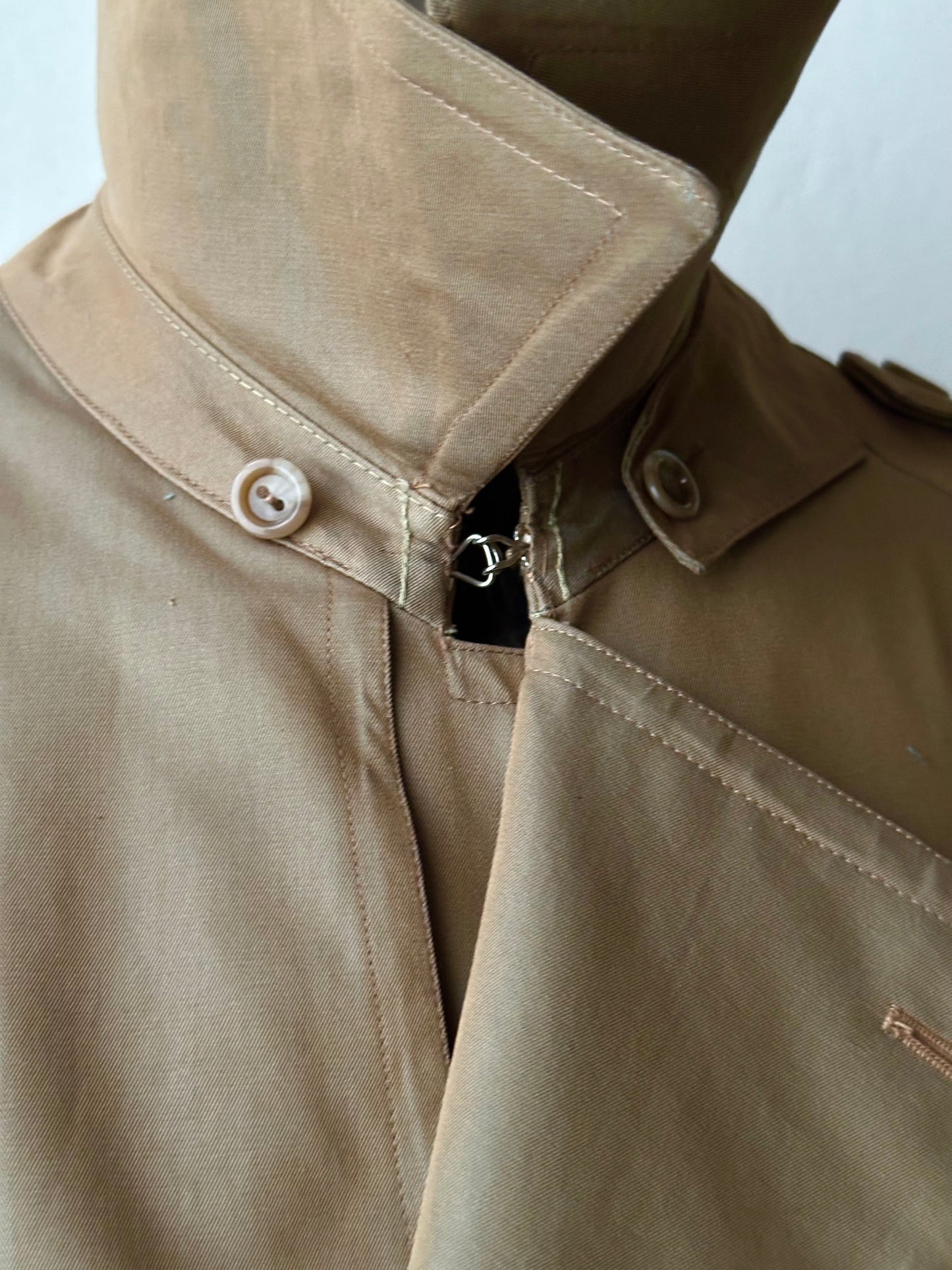70s Belgium iridescence cotton gabardin trench coat