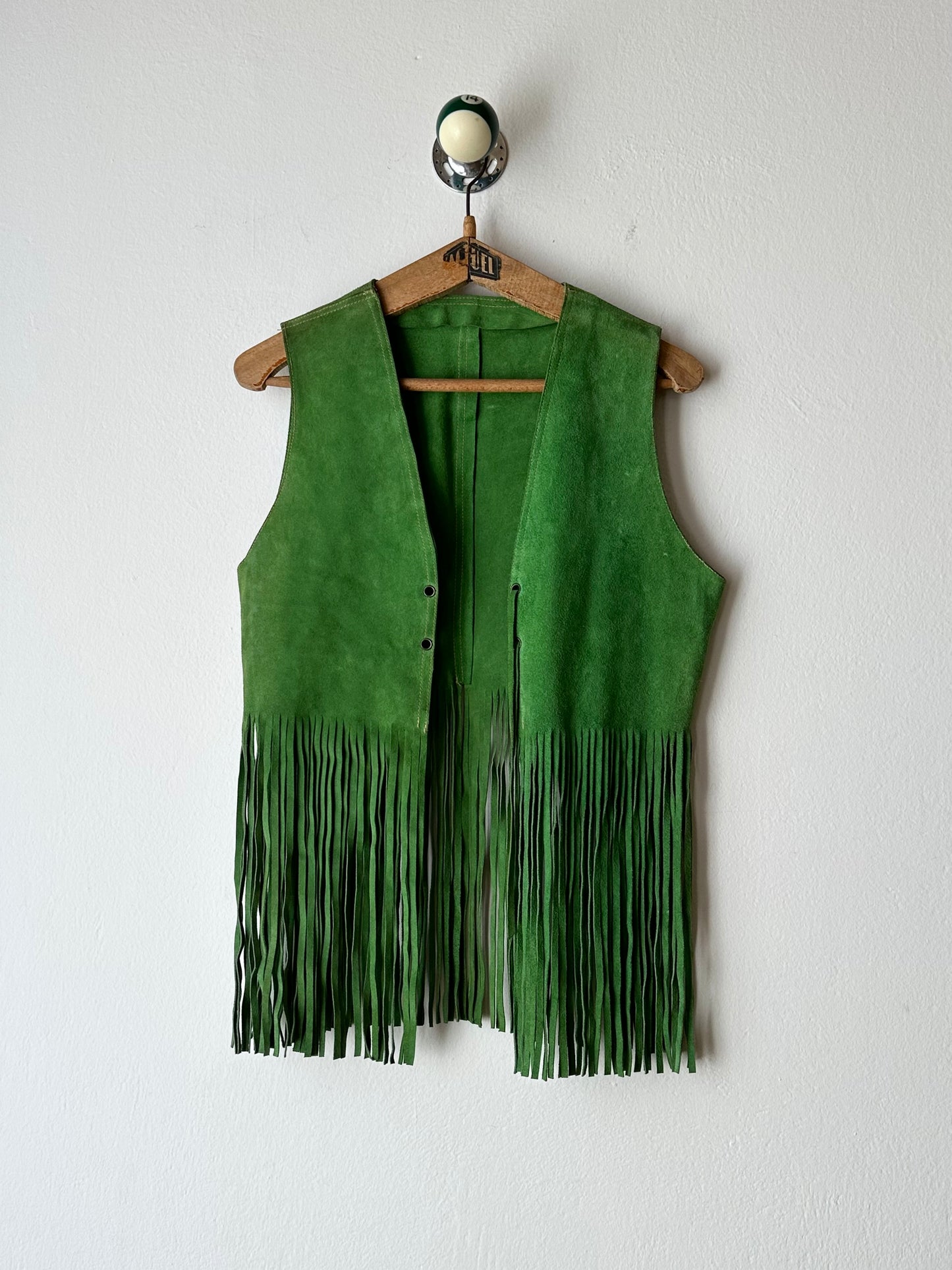 70s kiwi green suede vest